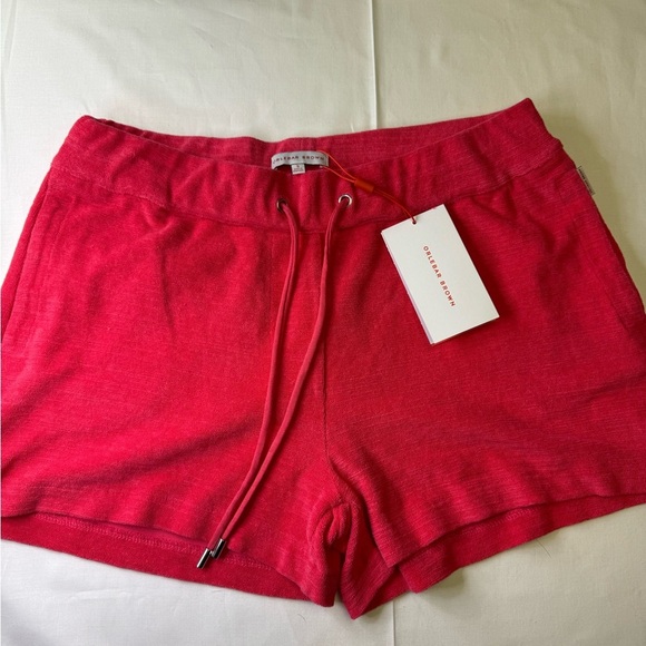 Luxury brand flamingo pink Terrycloth women’s beach shorts - Picture 1 of 9